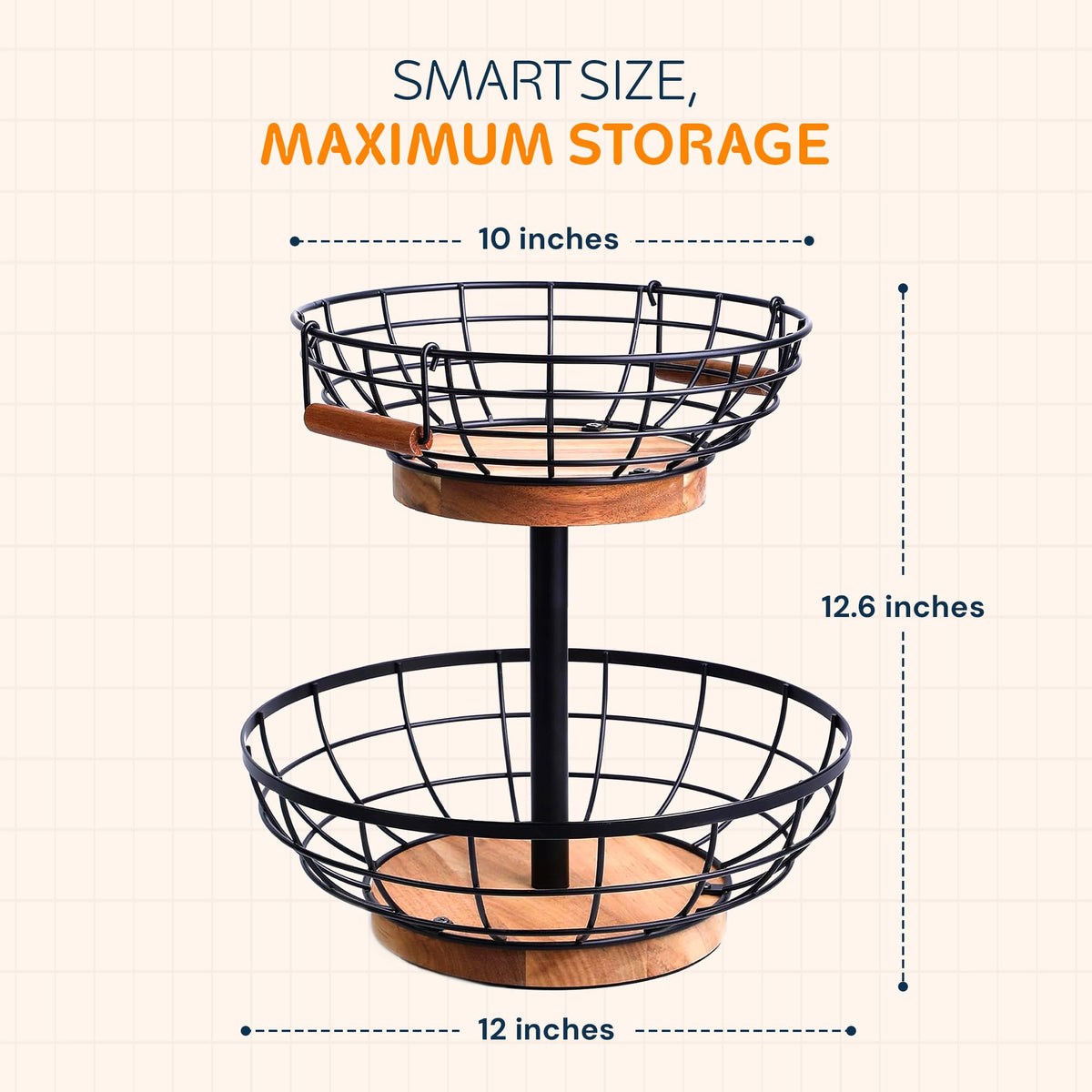 2 Tier Metal Fruit Basket with Banana Hanger K676