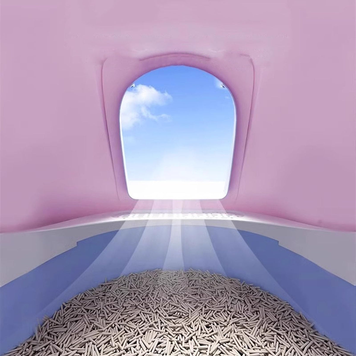 Covered Top Entry Cat Litter Box with Scoop R767