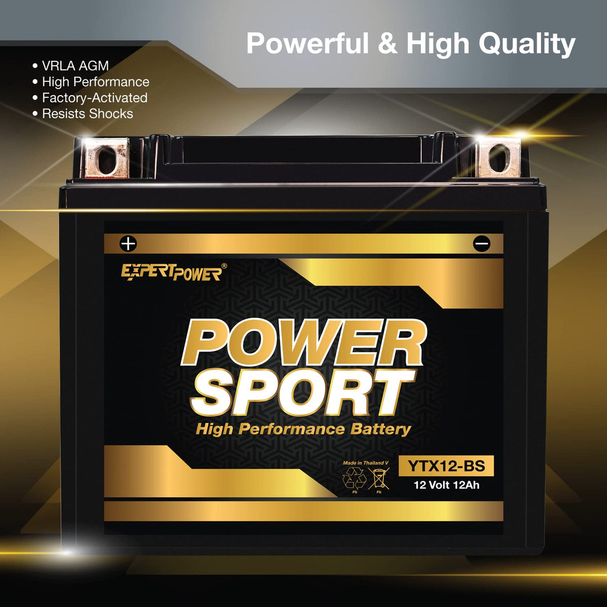 12V 12Ah 195 CCA Sealed AGM Motorcycle Battery S87104