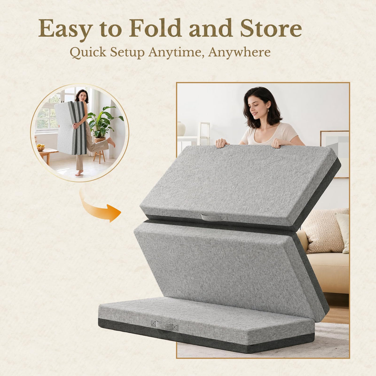 6 Inch Tri-Fold Memory Foam Mattress C750