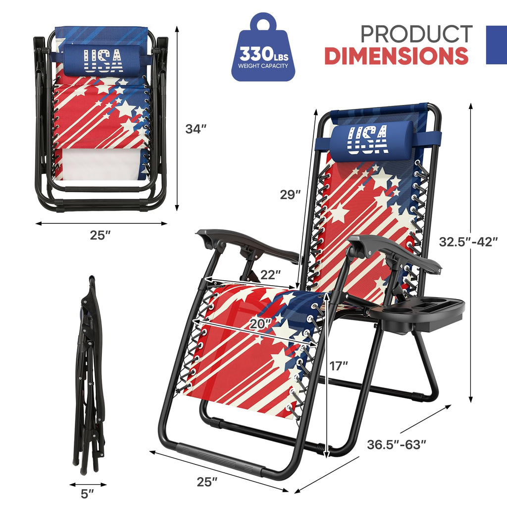 Zero Gravity Reclining Camping Chairs 2 Pack T698