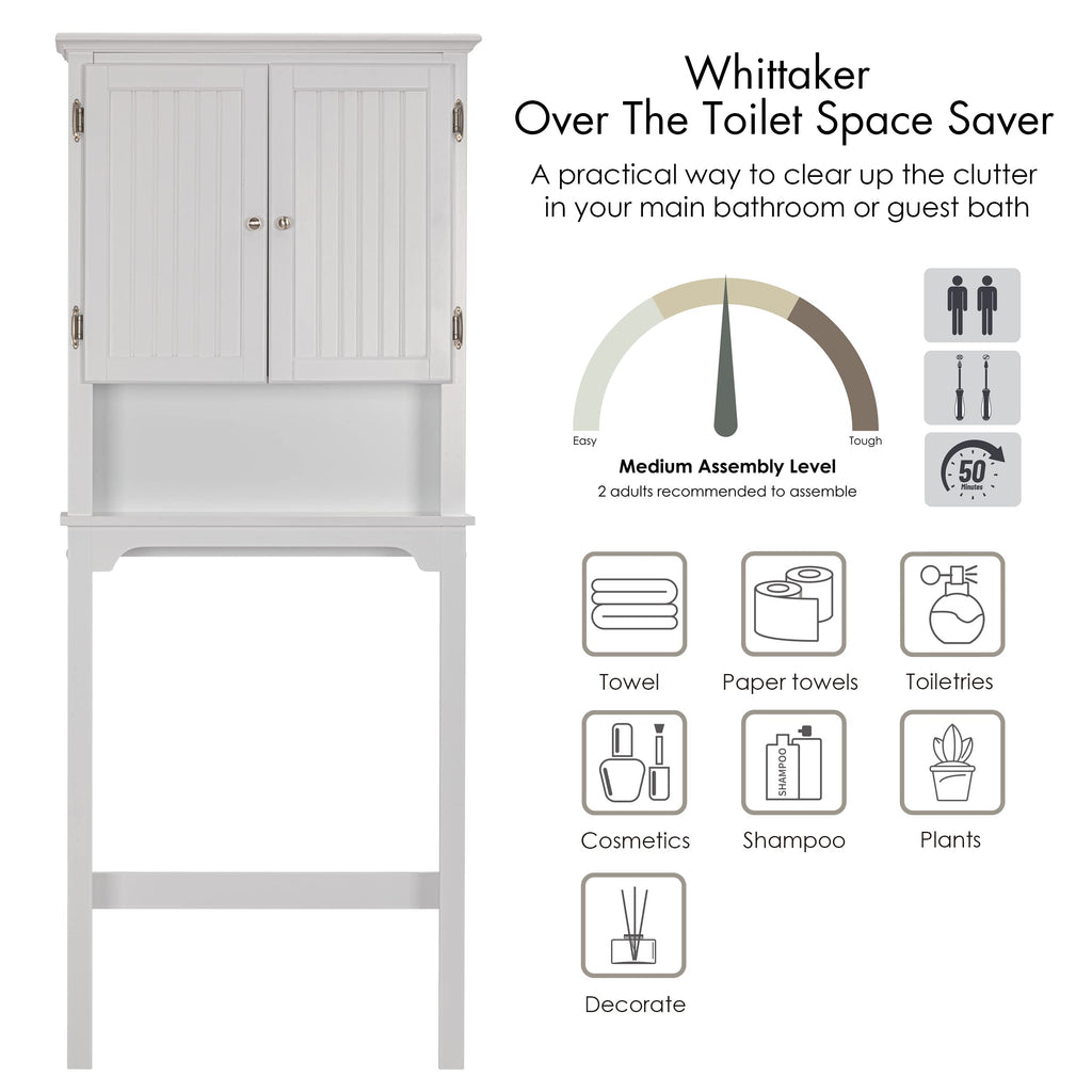 White Bathroom Storage Cabinet with Doors Q500901