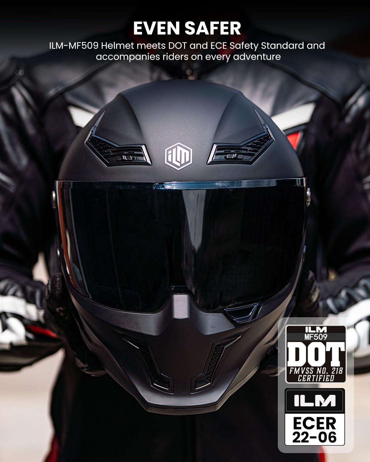 Full Face Dual Visor Motorcycle Helmet with Pinlock Matte Black M C590