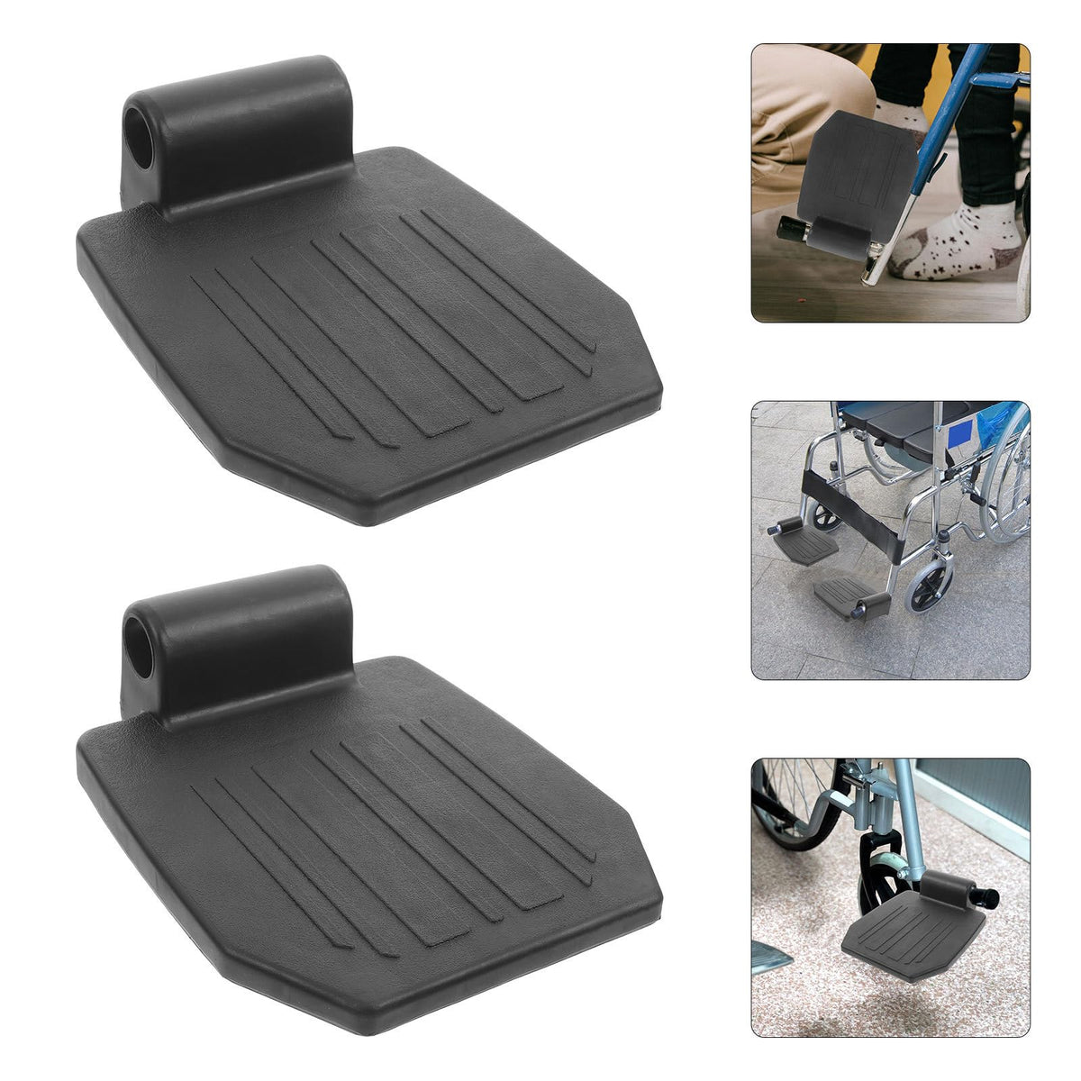 2pcs Heavy Duty Wheelchair Footrest Pedal Replacement Footplates with Leg Pads C7278