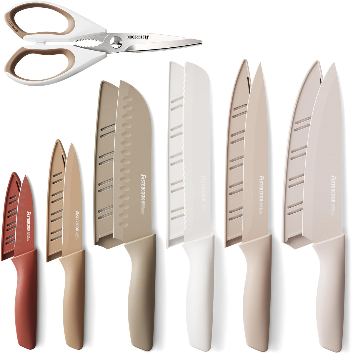 13 Piece Stainless Steel Kitchen Knife Set with Blade Guards I947571