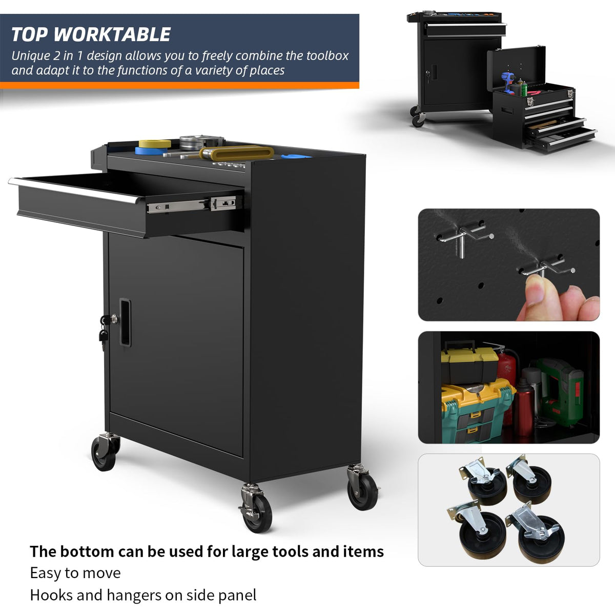5 Drawer Rolling Tool Chest with Wheels and Lock Q226277