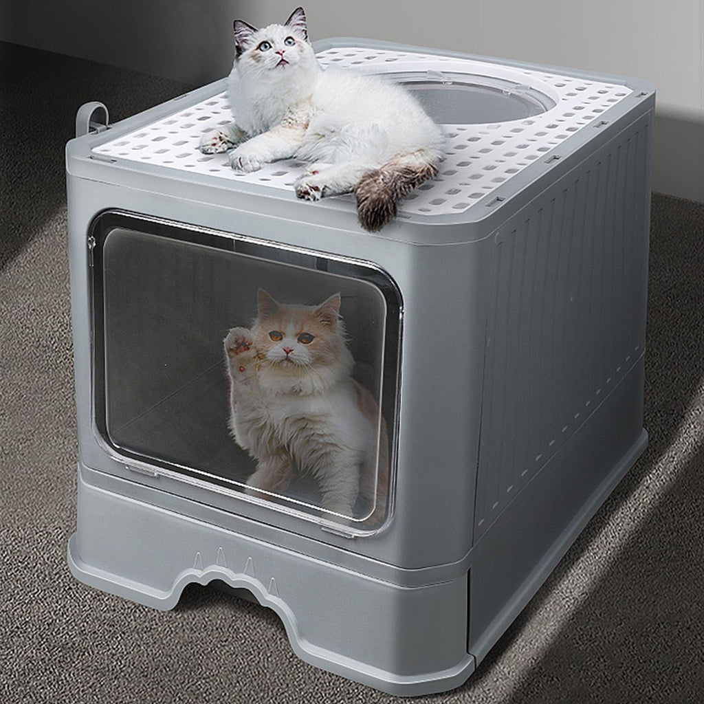 Foldable Enclosed Cat Litter Box with Lid O2843