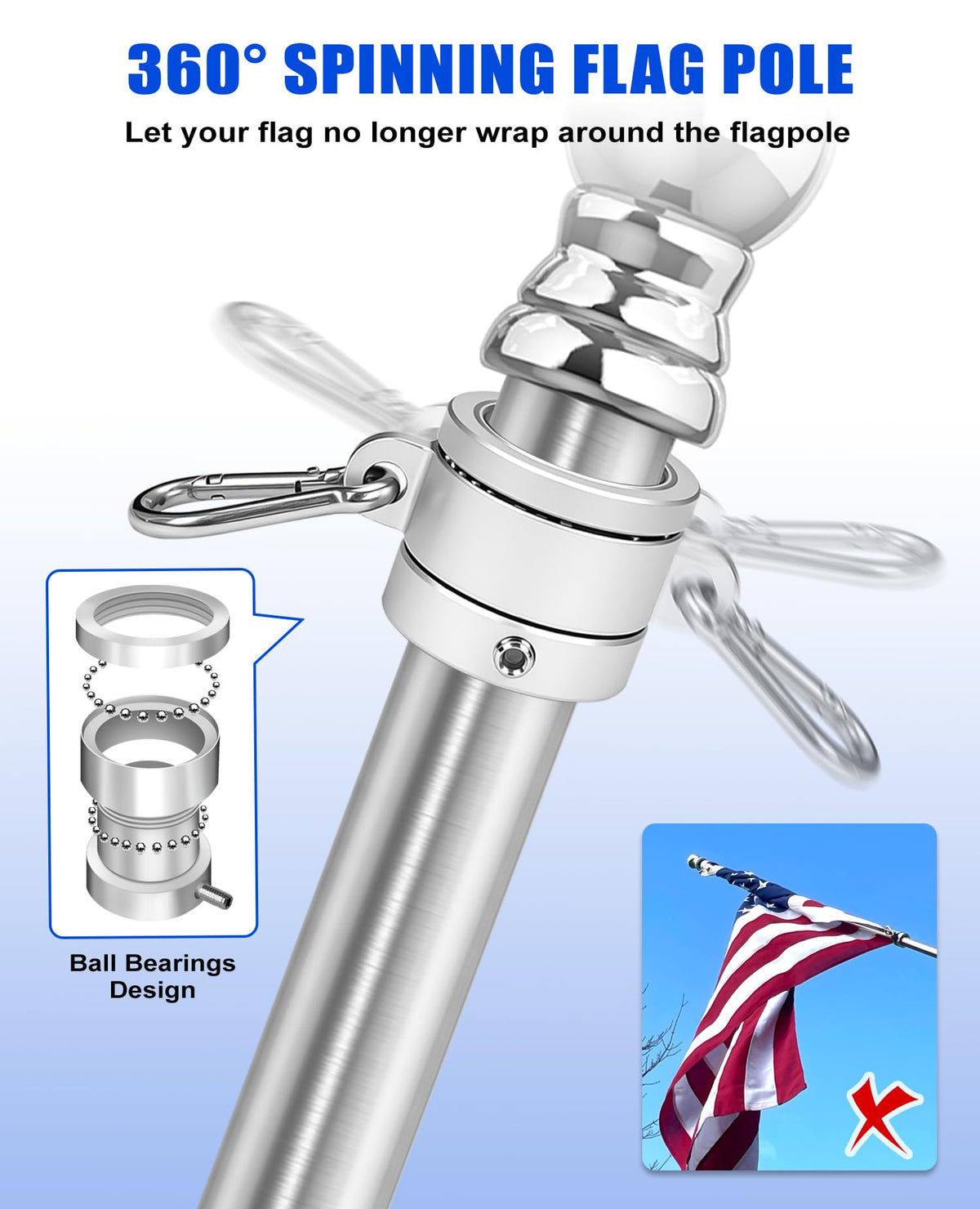 T304 Stainless Steel Flag Pole C769766