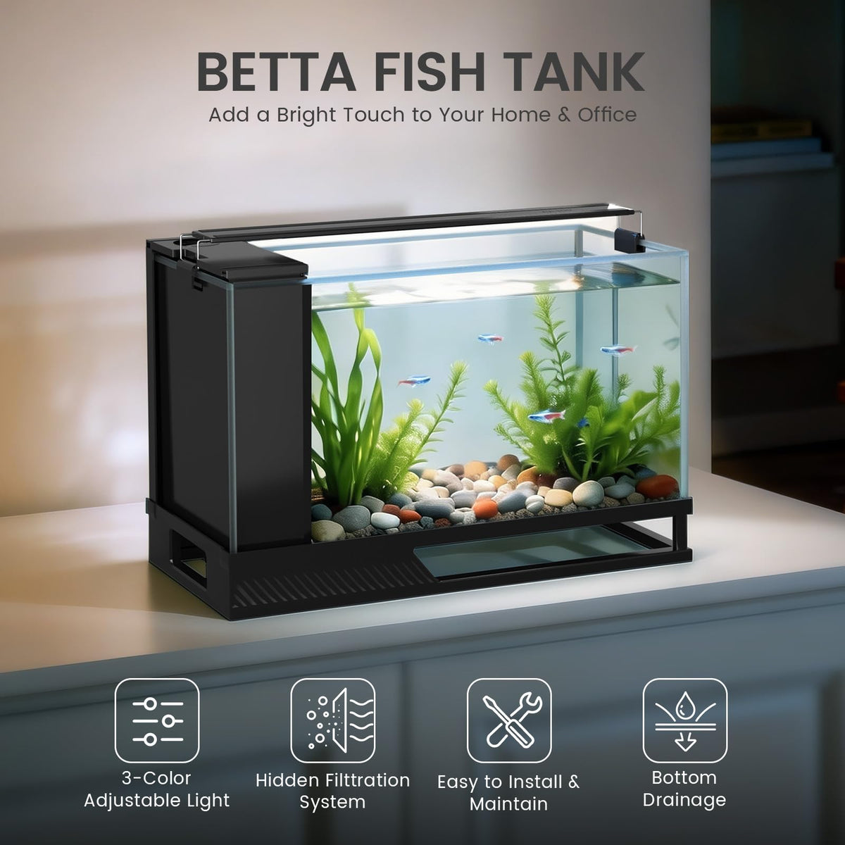 4 Gallon Aquarium Kit with Bottom Drainage B11613