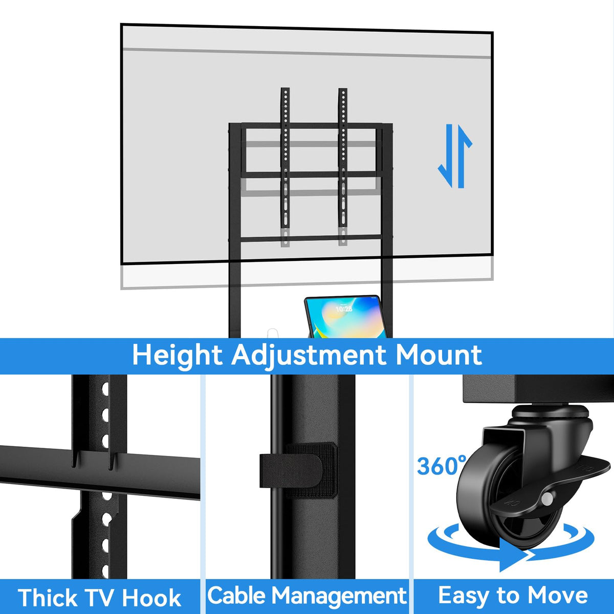 Rolling TV Stand on Wheels for 32-55 Inch TVs Y4115