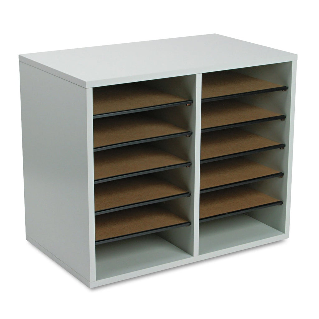 12 Compartment Wood Literature Organizer O737