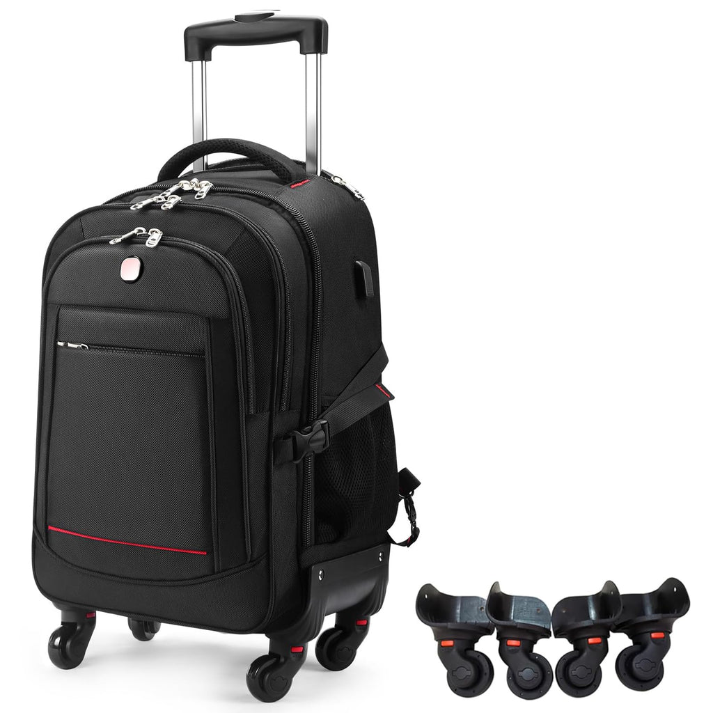 Rolling Backpack with 4 Extra Wheels, Water-Resistant Underseat Travel Luggage Z669