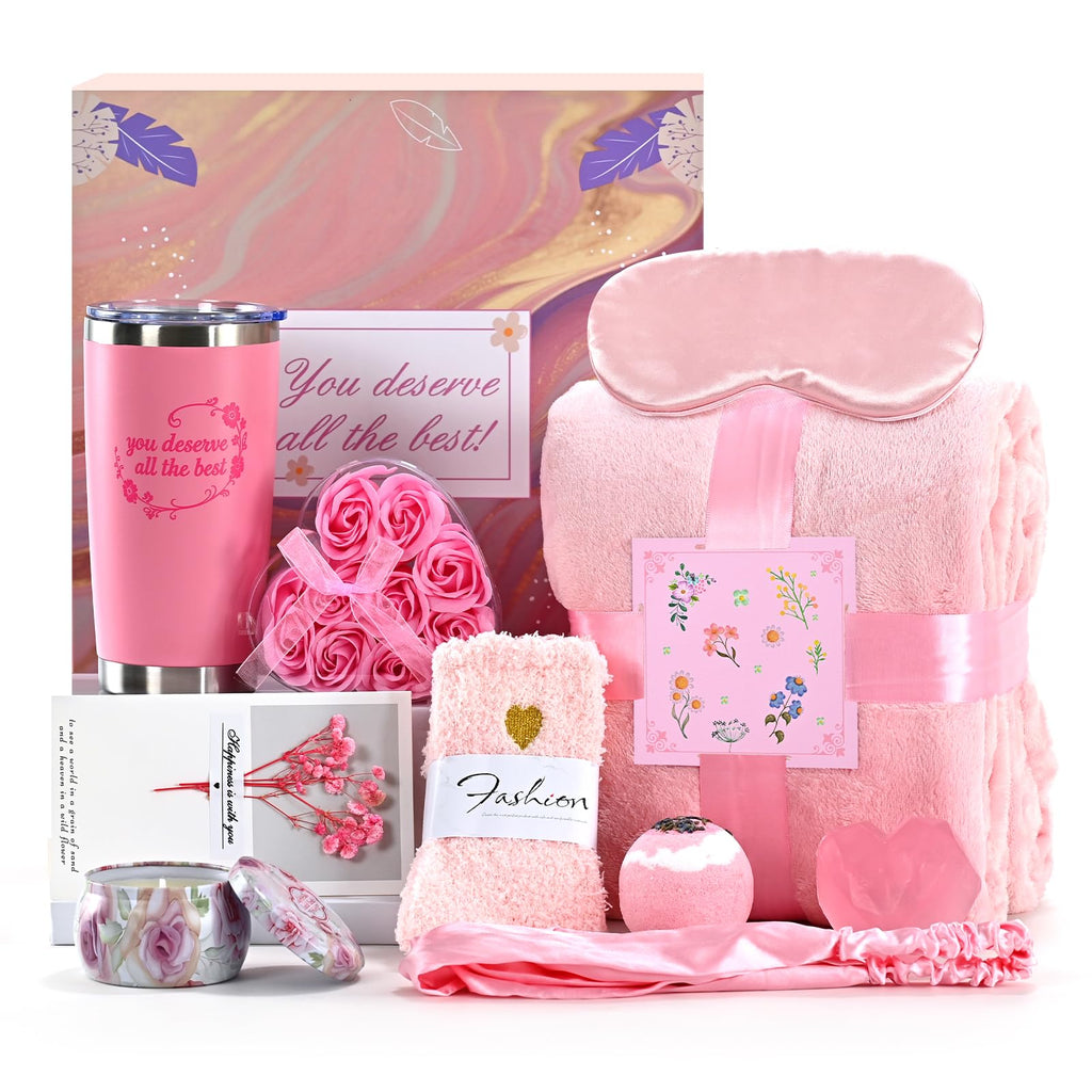 Birthday Gift Baskets, Spa Gift Sets, Blanket, Candle, Mugs R268