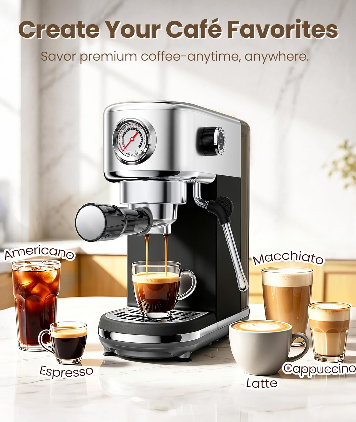 20 Bar Espresso Coffee Machine with Milk Frother A865331