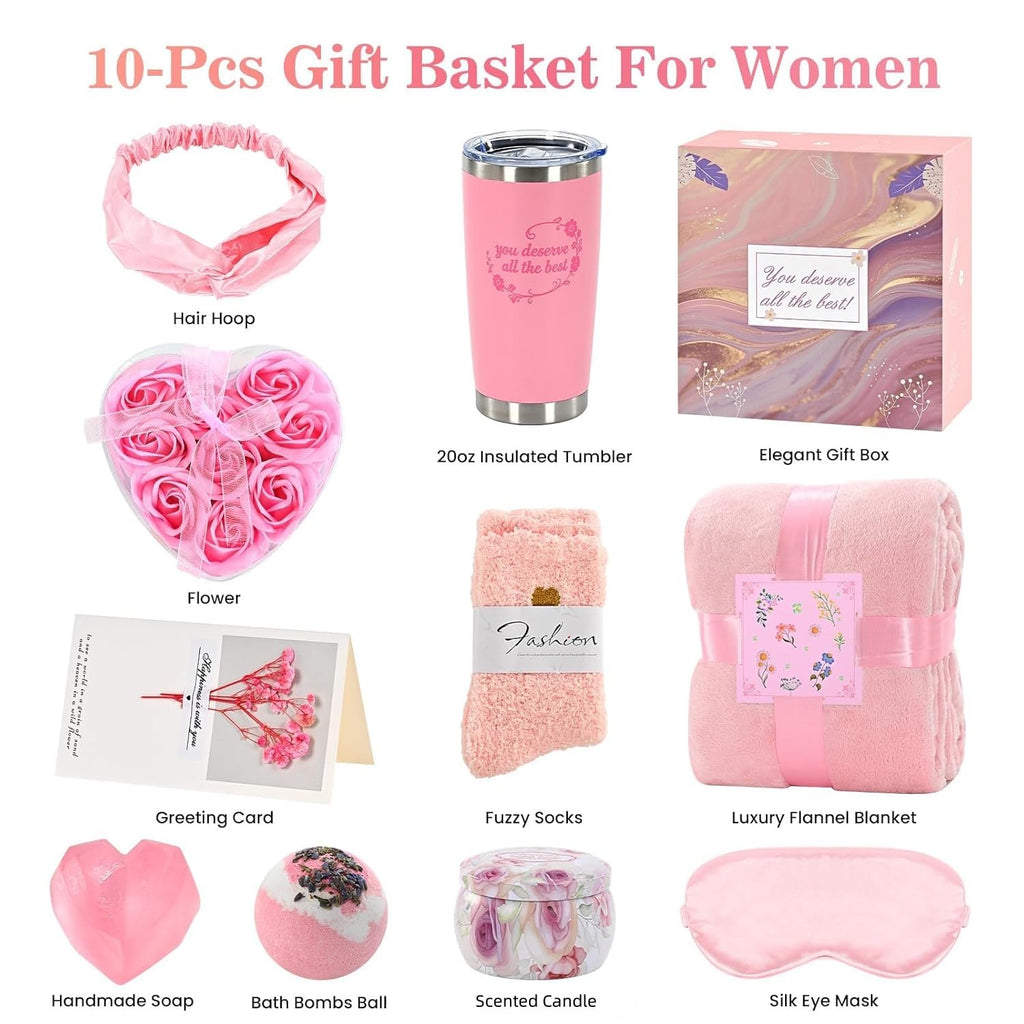 Birthday Gift Baskets, Spa Gift Sets, Blanket, Candle, Mugs R268