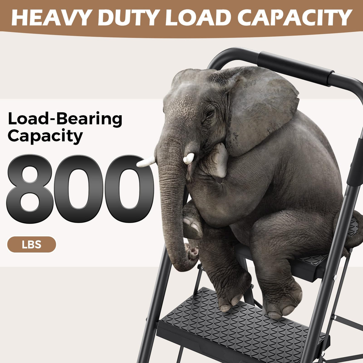 2-Step Folding Steel Step Stool with Handrail D24594