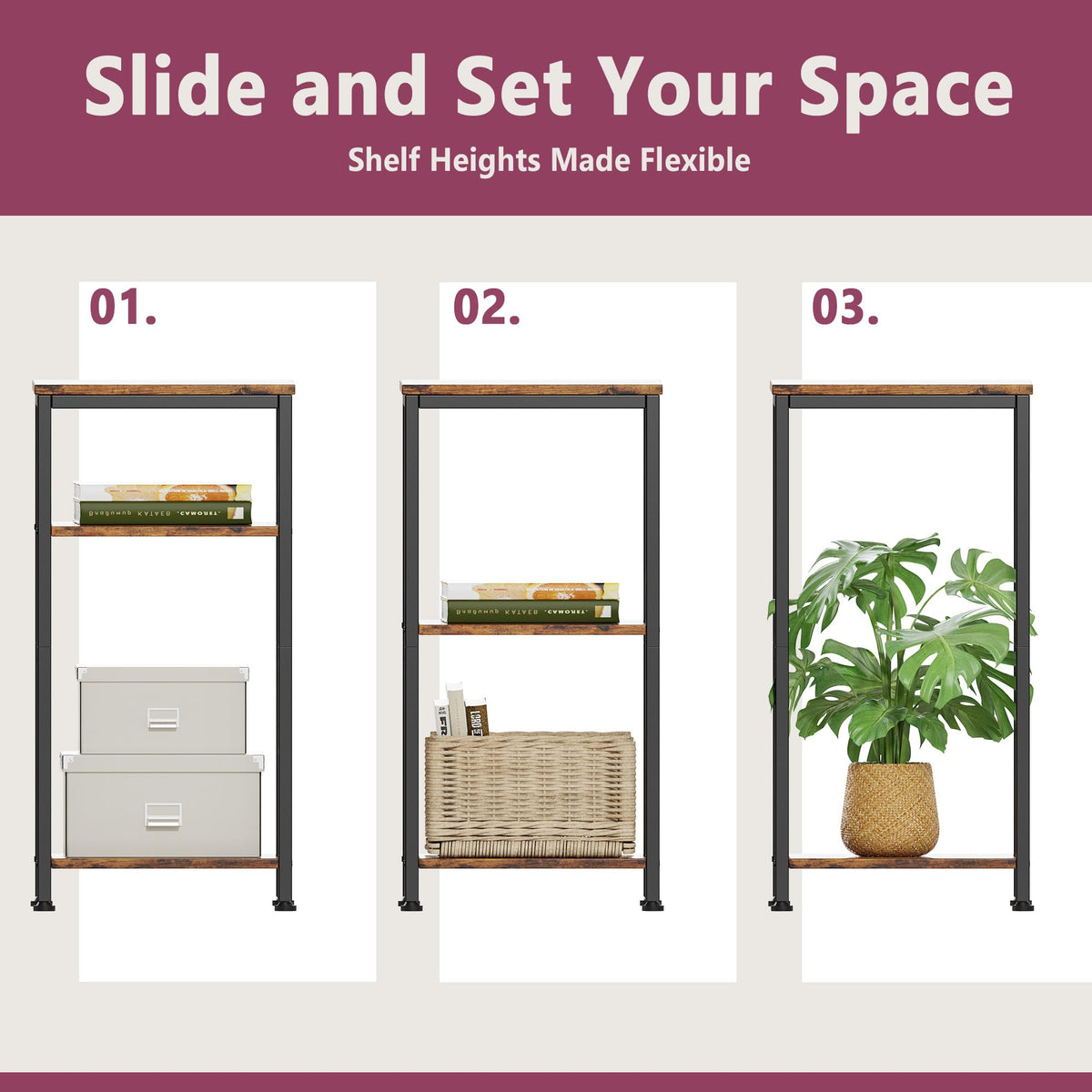 3 Tier End Table with Storage Shelves T74714