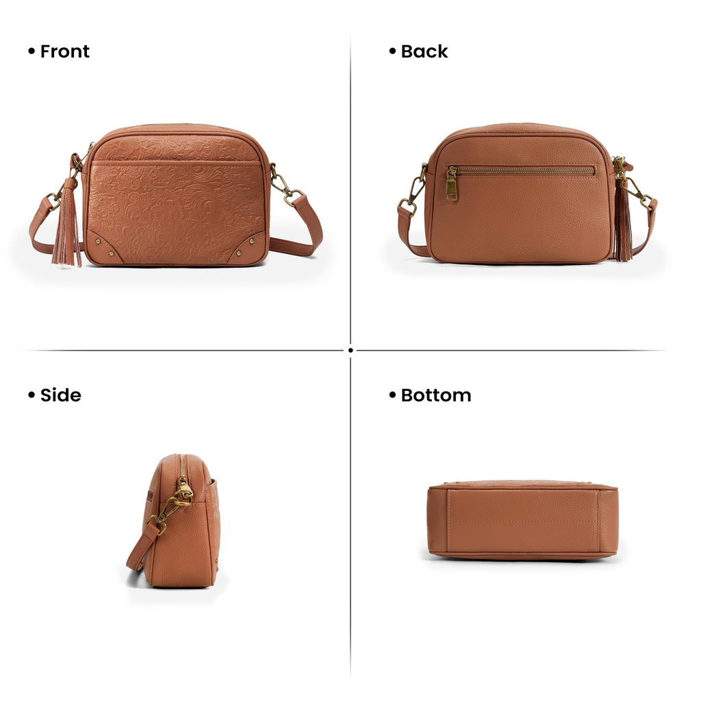 Anti-theft Genuine Leather Crossbody Bag with RFID Card Slots L44197
