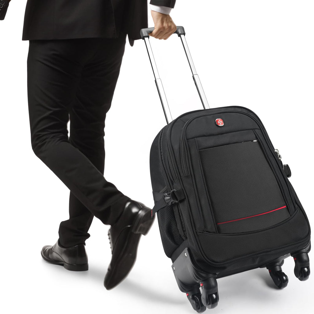 Rolling Backpack with 4 Extra Wheels, Water-Resistant Underseat Travel Luggage Z669