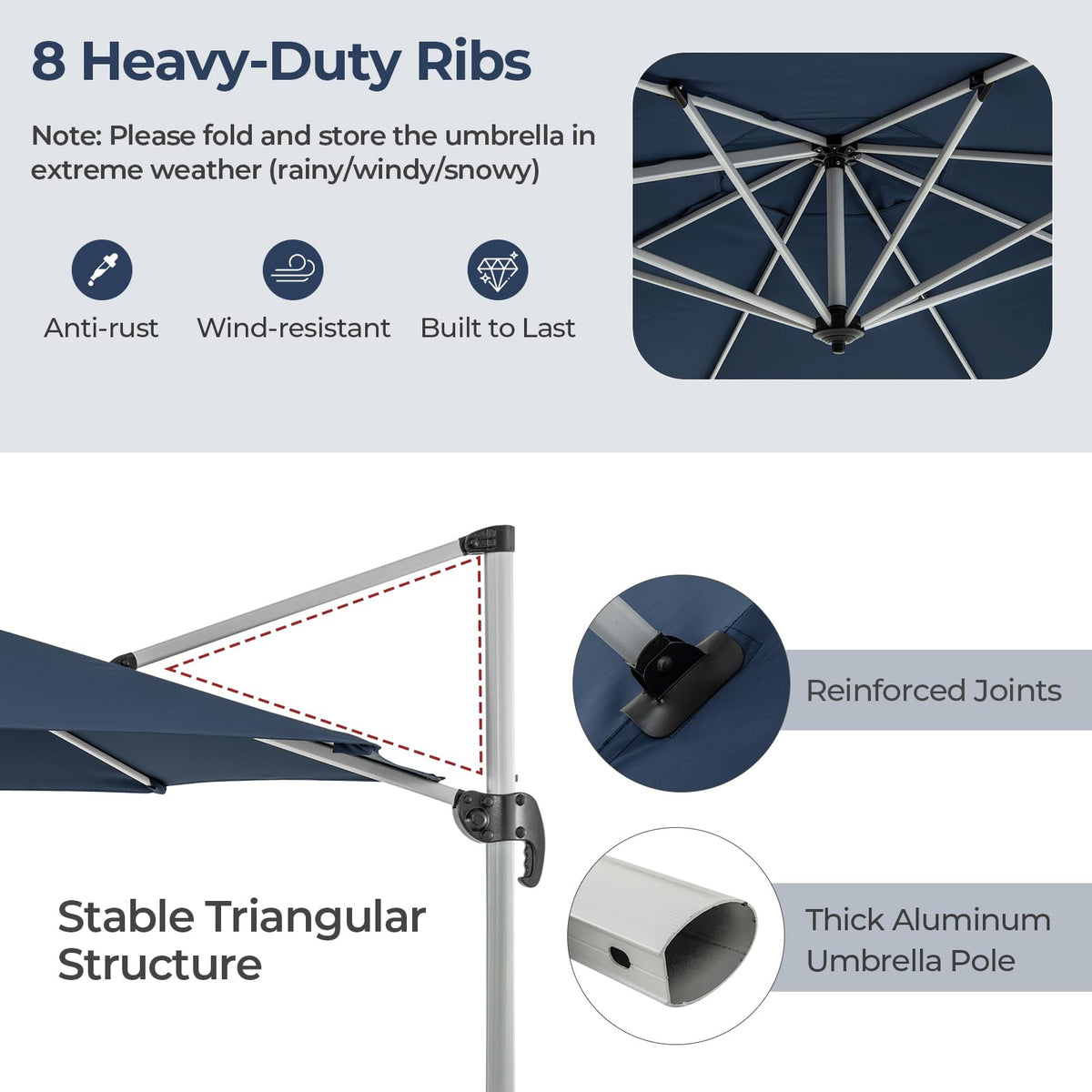 11 FT Cantilever Patio Umbrella with 360° Rotation Z4994