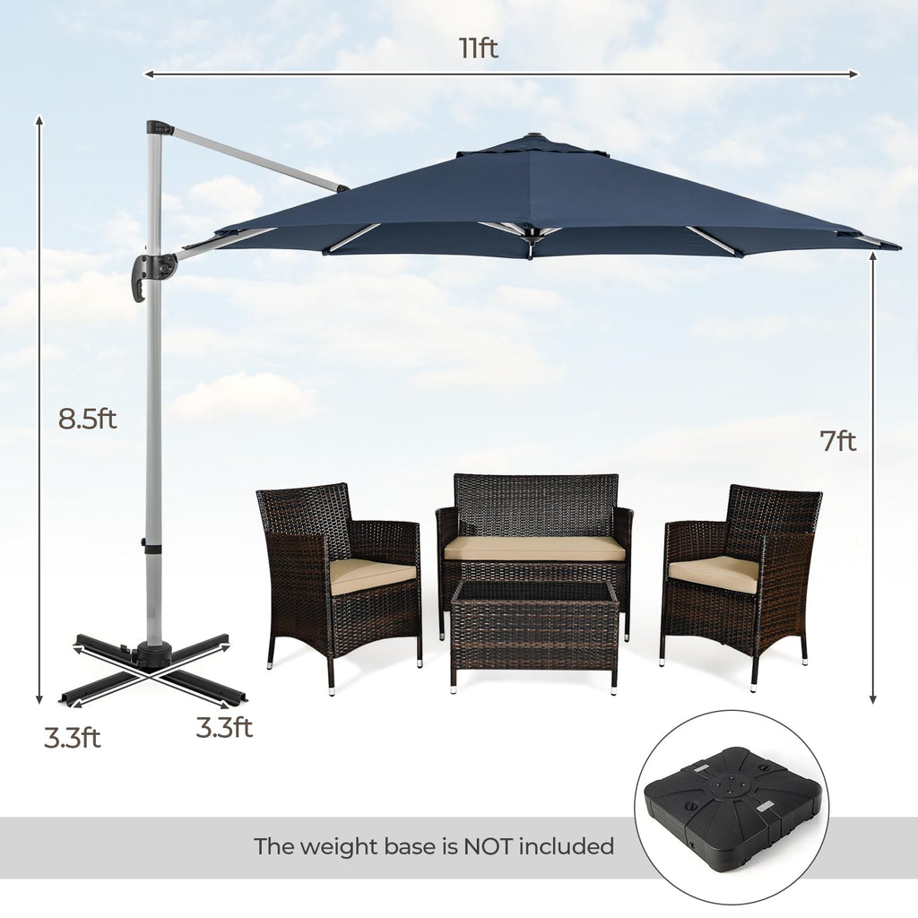 11 FT Cantilever Patio Umbrella with 360° Rotation Z4994