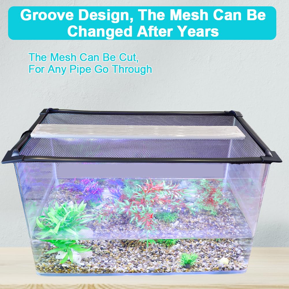 Magnetic Aquarium Cover Lid Anti-Jumping Net Adjustable Max 35''X19'' I2862