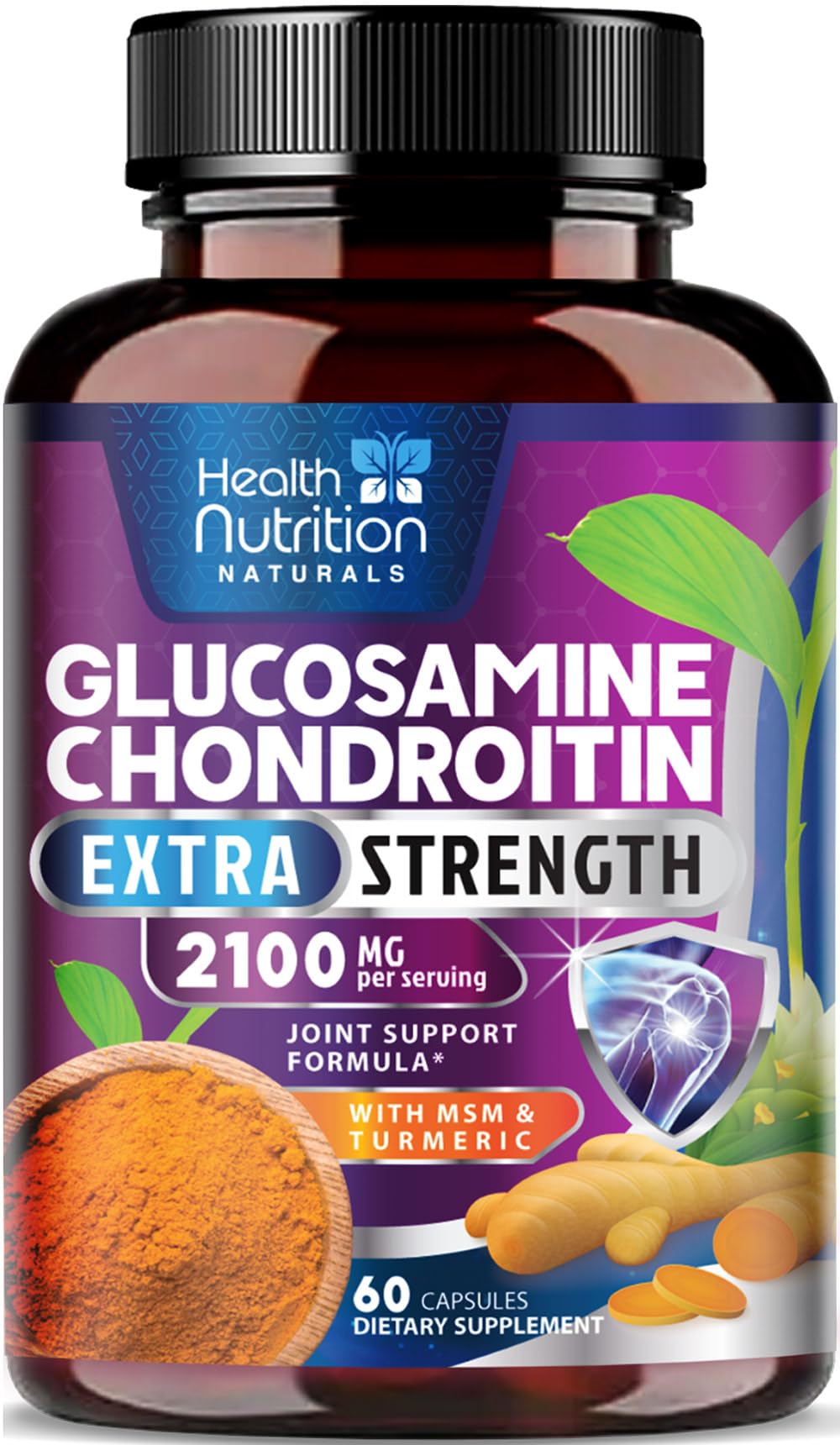 Glucosamine Chondroitin MSM Turmeric Boswellia 60 Capsules B614132