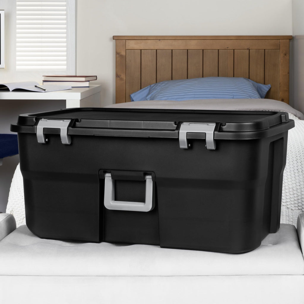 22 Gallon Black Wheeled Plastic Storage Trunk S588487