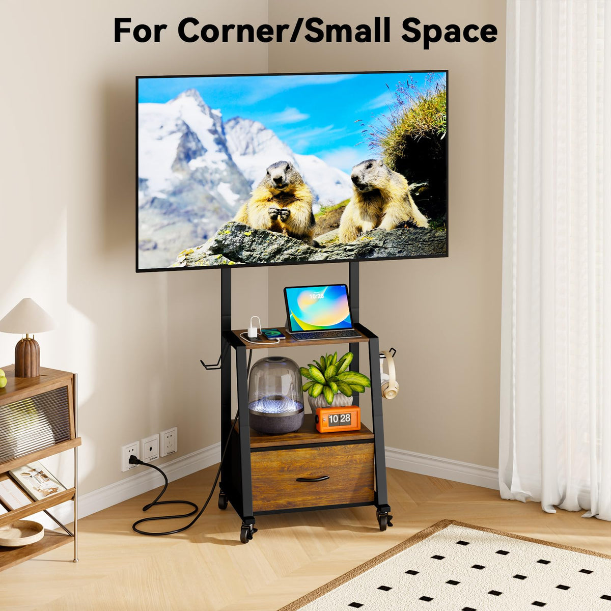 Rolling TV Stand on Wheels for 32-55 Inch TVs Y4115