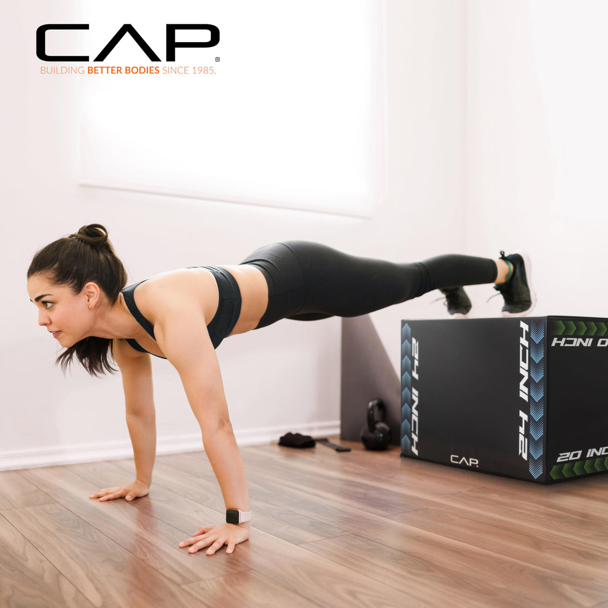 3-in-1 Foam Plyometric Jump Box, 20/24/28-Inch Heights, Black N981794
