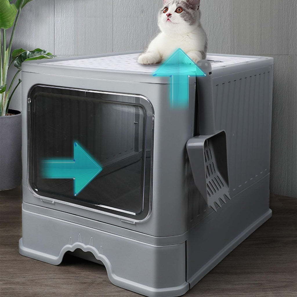 Foldable Enclosed Cat Litter Box with Lid O2843