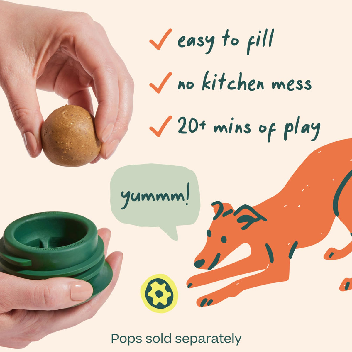 Interactive Dog Ball Toy 25-75 lbs Green R5582