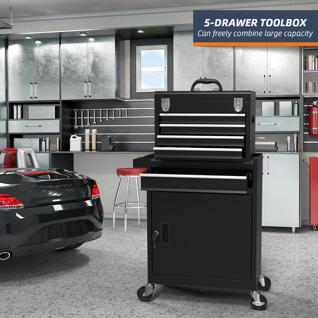 5 Drawer Rolling Tool Chest with Wheels and Lock Q226277