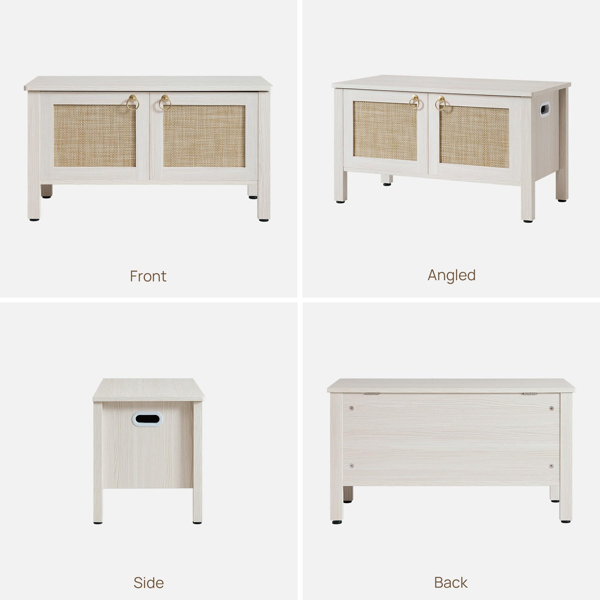 Rattan Storage Bench with 2 Safety Hinges C898