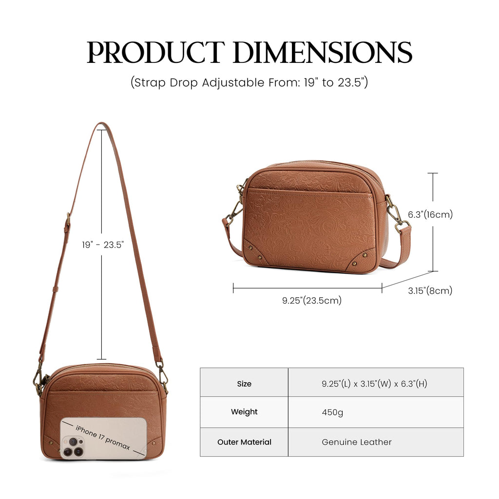 Anti-theft Genuine Leather Crossbody Bag with RFID Card Slots L44197