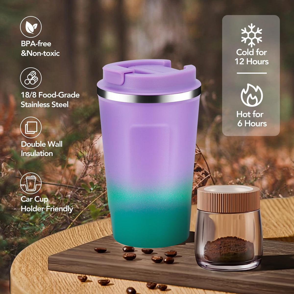 12 oz Insulated Stainless Steel Travel Coffee Mug 2 Pack L81766
