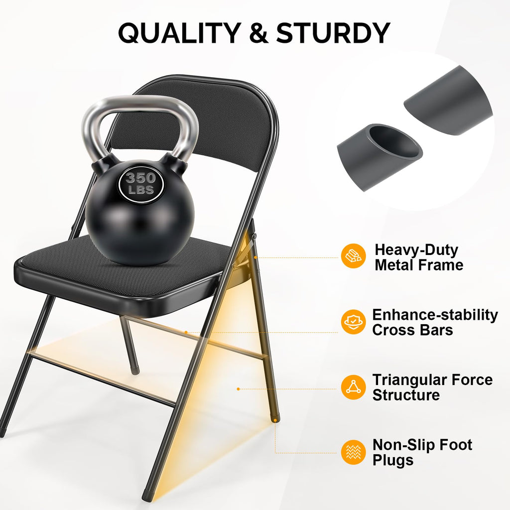 Black Fabric Padded Folding Chairs 10 Pack S2372