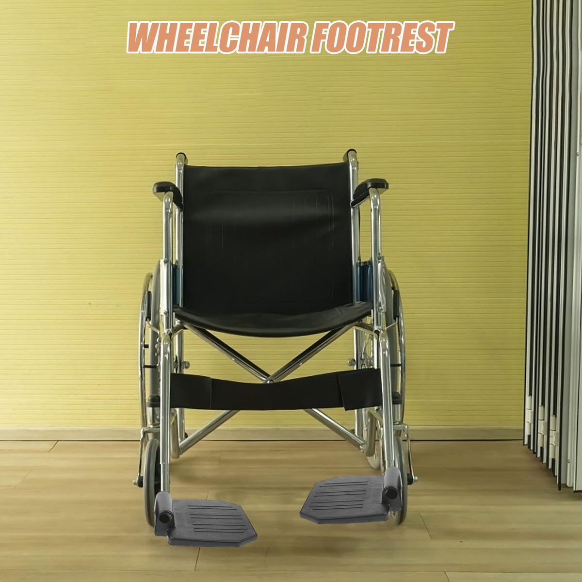 2pcs Heavy Duty Wheelchair Footrest Pedal Replacement Footplates with Leg Pads C7278