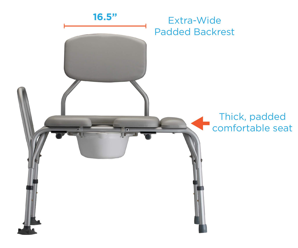 Padded Transfer Bench with Commode, Adjustable Aluminum F1421