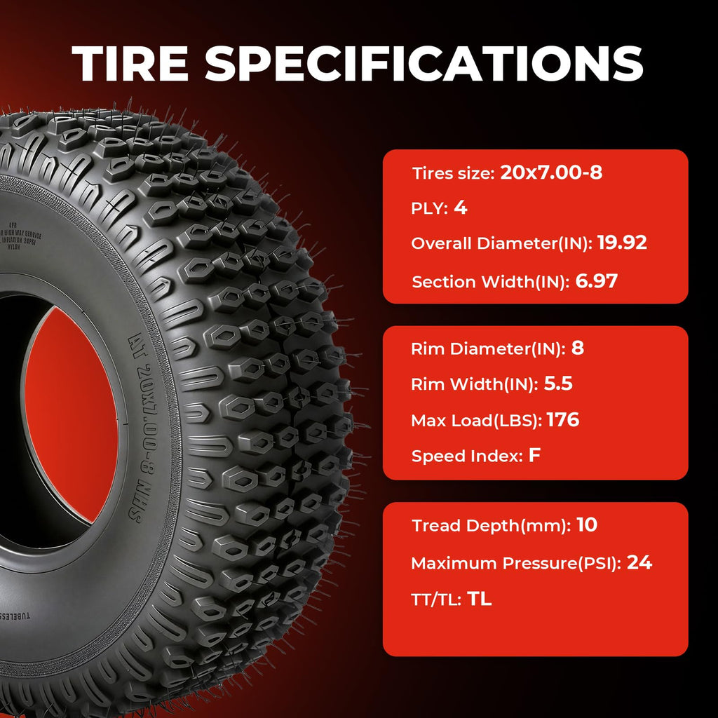 20x7-8 All-Terrain Tubeless Tires Set of 2 C552422