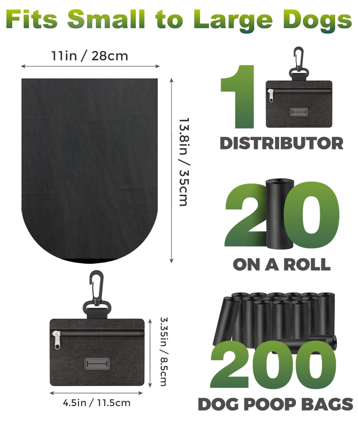 200 Pack Dog Poop Bags Rolls with Dispenser H8103