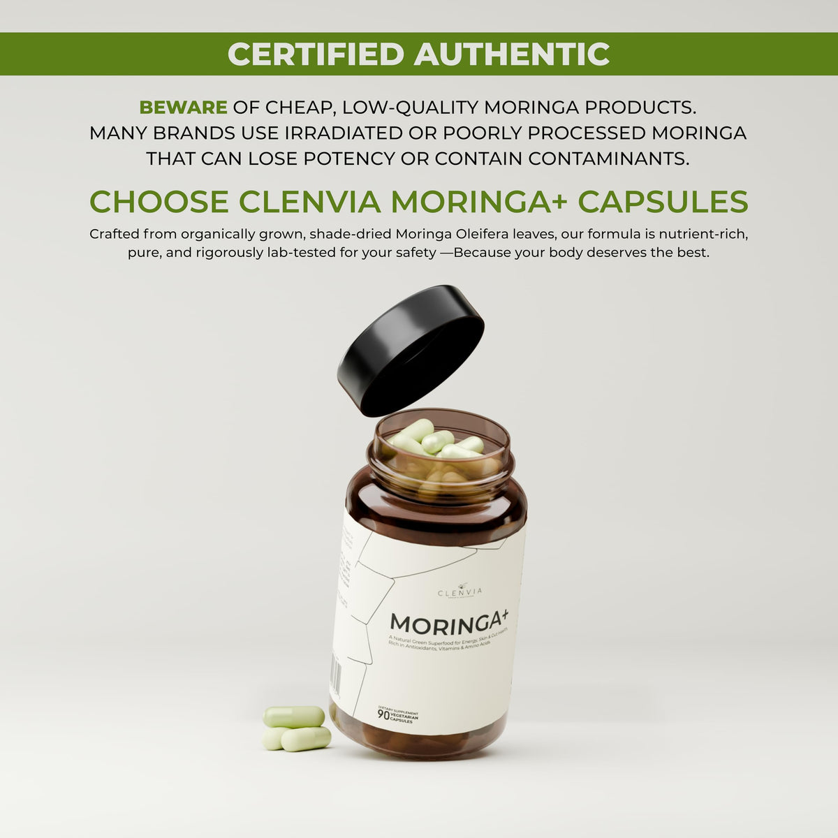 90 Capsules 1000mg Organic Moringa Leaf Powder Capsules P565021