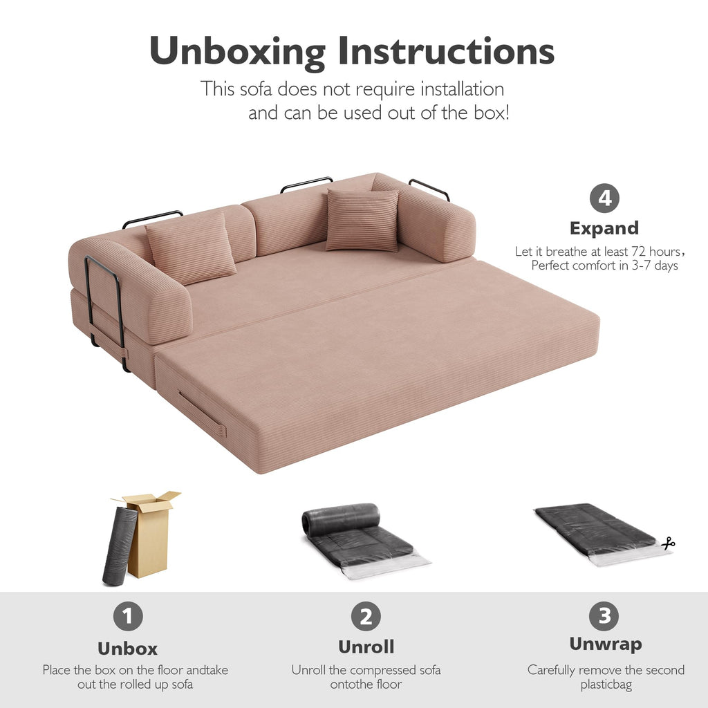 79in Boneless Convertible Futon Sofa Bed Queen W739420