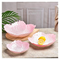 Fruit Bowl Flower Shape Fruit Plate 3 Sets Crystal Glass Pearlescent White W147