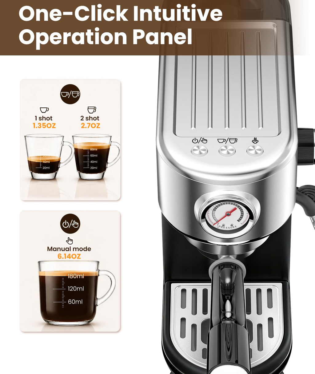 20 Bar Espresso Coffee Machine with Milk Frother A865331