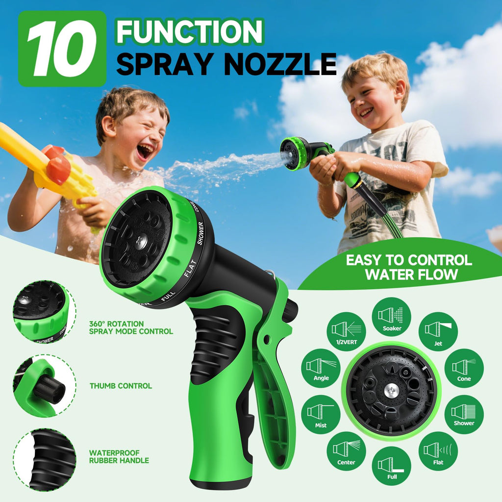 100FT Non-Expandable Kink-Free Garden Hose with Spray Nozzle I2639