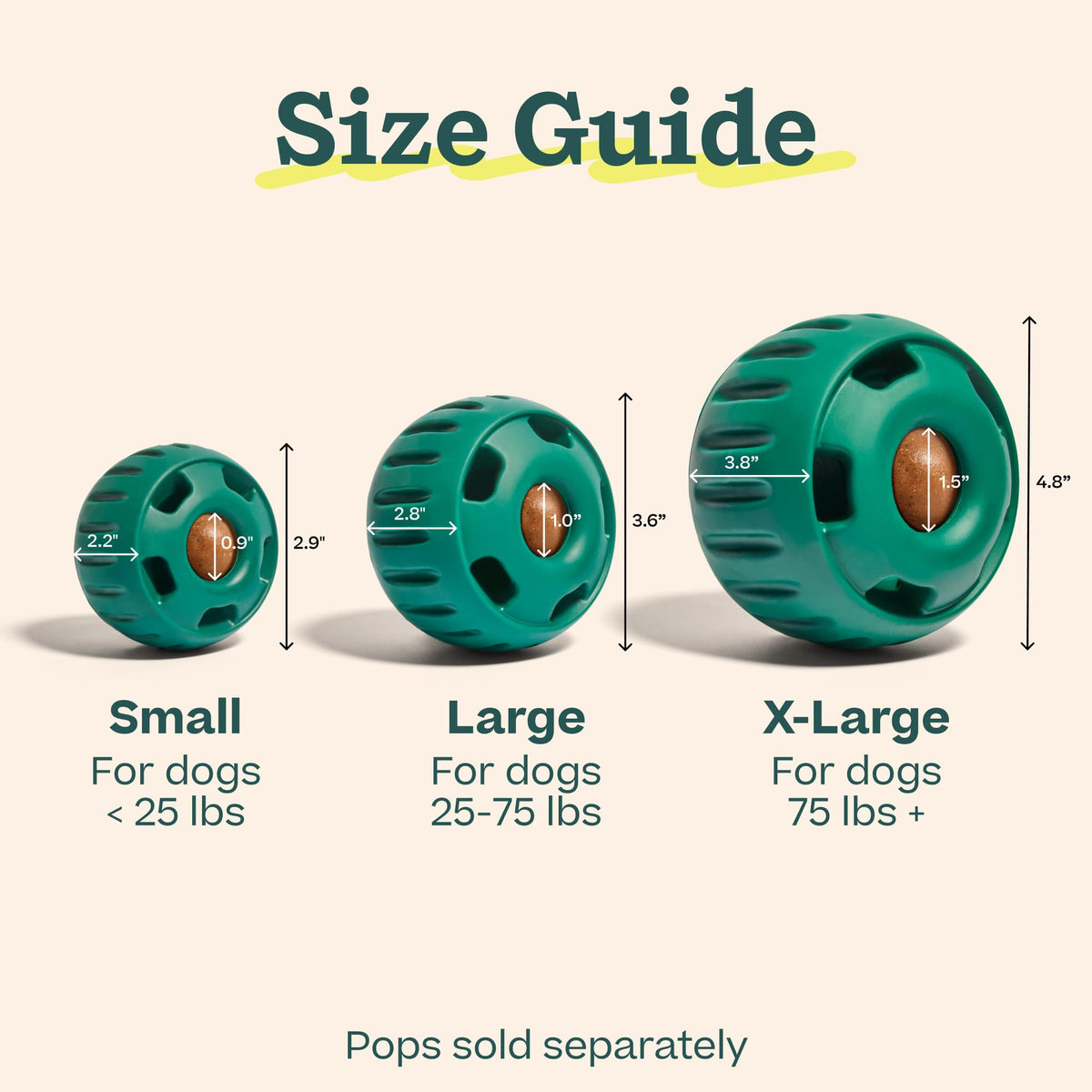 Interactive Dog Ball Toy 25-75 lbs Green R5582