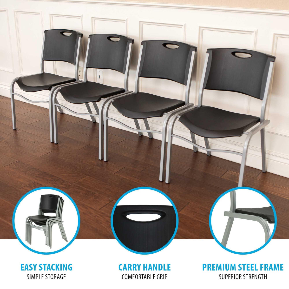 Black Stacking Chair 4 Pack Y911