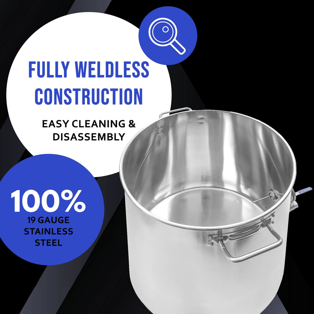 Stainless Steel Home Brew Kettle Stock Pot 40 QT E111