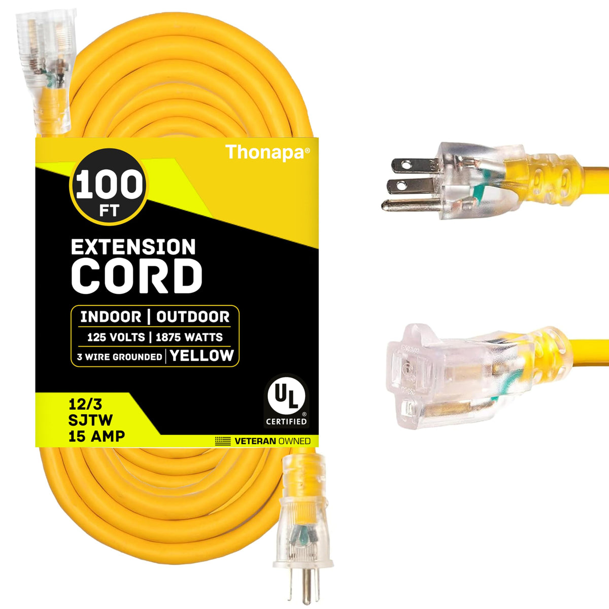 100 Foot Heavy Duty Yellow Extension Cord H38740